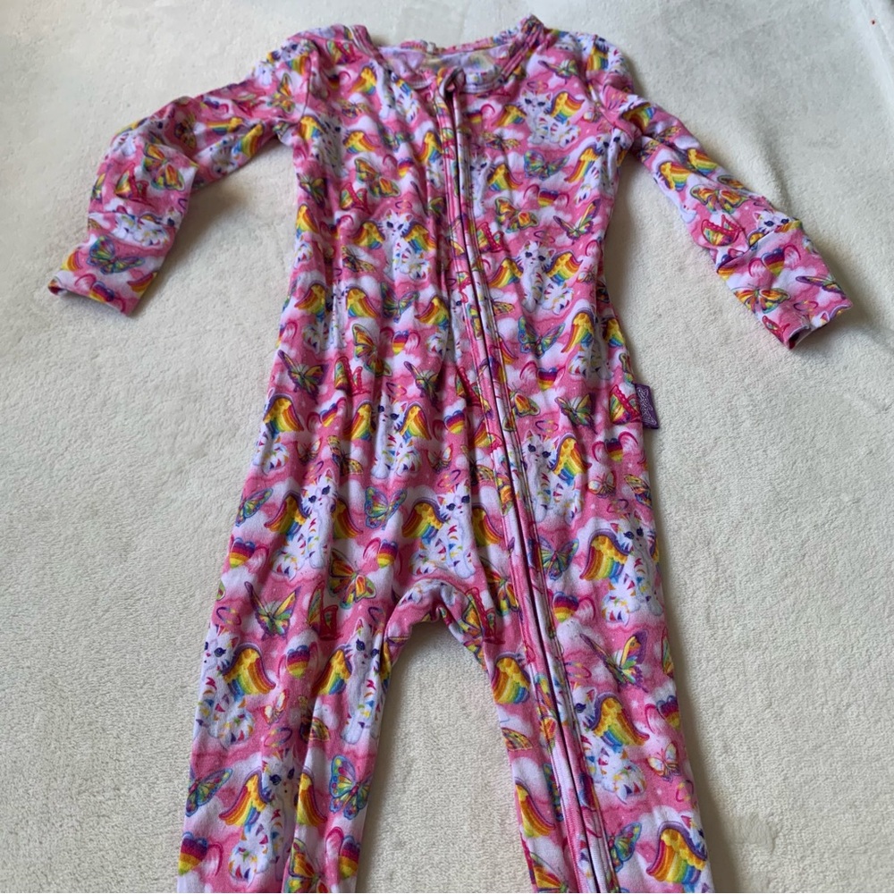Posh Peanut Pink Lisa Frank Rainbow Zip Sleeper Size 9/12 Months - Picture 8 of 9